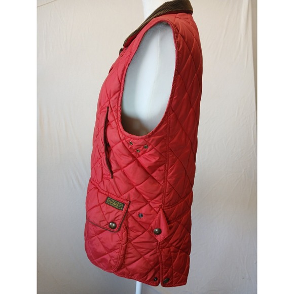 Polo Ralph Lauren Small Red Quilted Vest With Courderoy Collar Womens - Picture 4 of 11